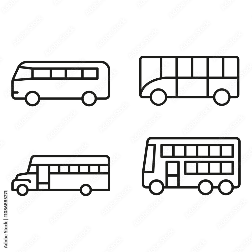 us icon vector set. Public transport illustration sign. Trip symbol or logo. us icon vector set. Public transport illustration sign. Trip symbol or logo.
