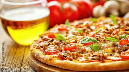 Delicious Pizza with Tomatoes and Basil