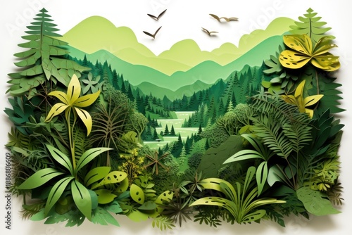 Fototapeta Naklejka Na Ścianę i Meble -  Forest vegetation rainforest outdoors.