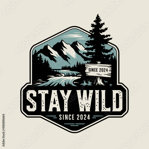 Vintage, Badge, Mountain Logo, Adventure Logo, Outdoor Logo, Vector Illustration Design