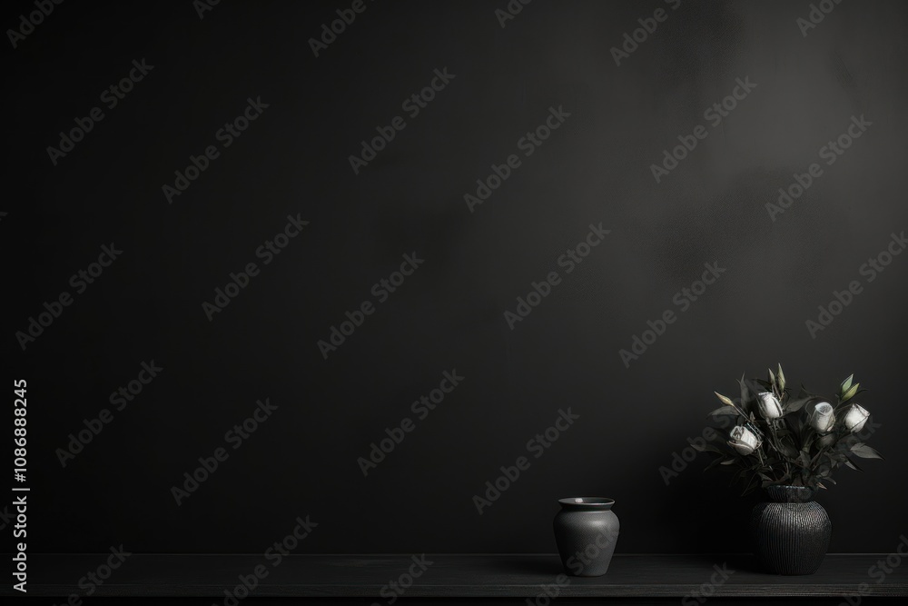 Black flower vase monochrome. Black flower vase monochrome.