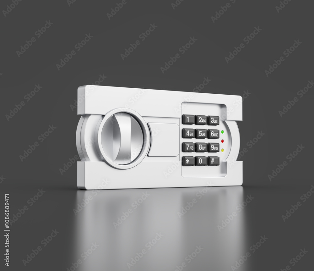 Metallic Finish Digital Safe with A Combination Lock And Circular Handle For Access 3D Illustration Metallic Finish Digital Safe with A Combination Lock And Circular Handle For Access 3D Illustration