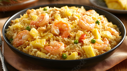 Pineapple Fried Rice: An Exotic Blend of Jasmine Rice with Succulent Shrimp and Crunchy Cashews