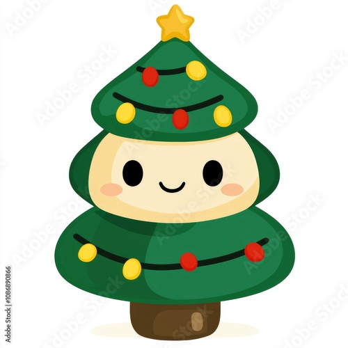 Wallpaper Mural Adorable Kawaii Christmas Tree Character Illustration Torontodigital.ca
