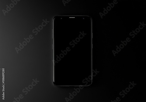 High-Resolution Black Smartphone with Minimalistic Design Rounded Edges Front Camera Cutout Glossy Texture