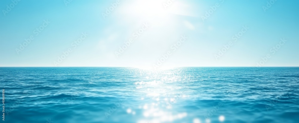 Obraz premium Dreamy Ethereal Ocean Landscape with Sunlit Waves and Tranquil Blue Horizon