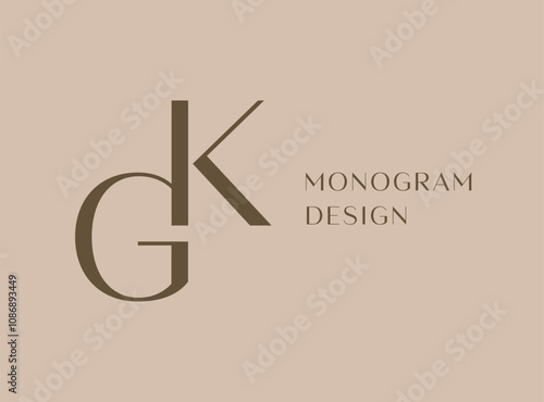 KG or GK letter logo icon design. Classic style luxury initials monogram.