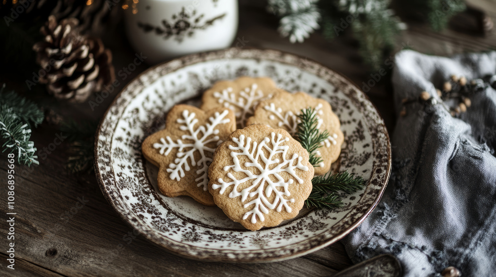 Fototapeta premium Minimalist Plates, Rustic Accents, and Handmade Treats.