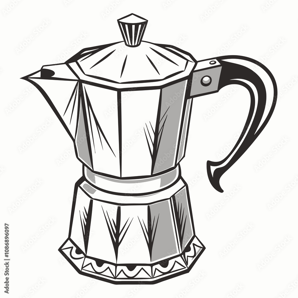A detailed black and white drawing of a classic teapot, showcasing its elegant shape and intricate design. A detailed black and white drawing of a classic teapot, showcasing its elegant shape and intricate design.