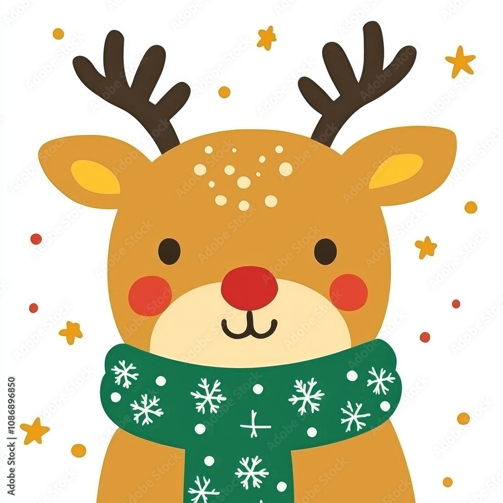 custom made wallpaper toronto digitalAdorable Reindeer in Green Scarf for Christmas