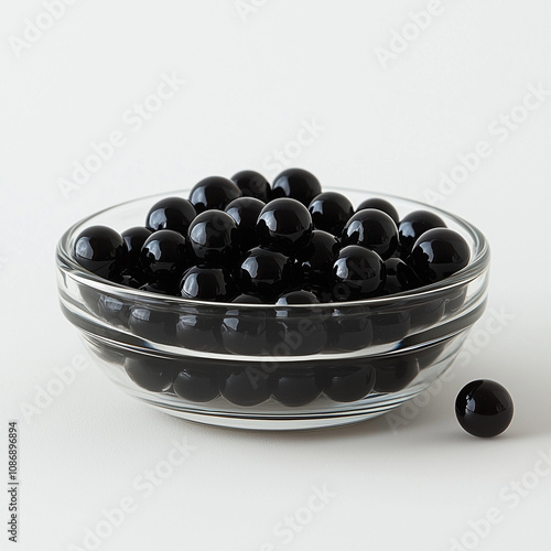 bowl of black bubble boba pearl photo