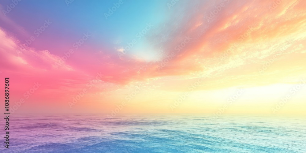 Tranquil Ocean Landscape with Pastel Sunset Sky Tranquil Ocean Landscape with Pastel Sunset Sky