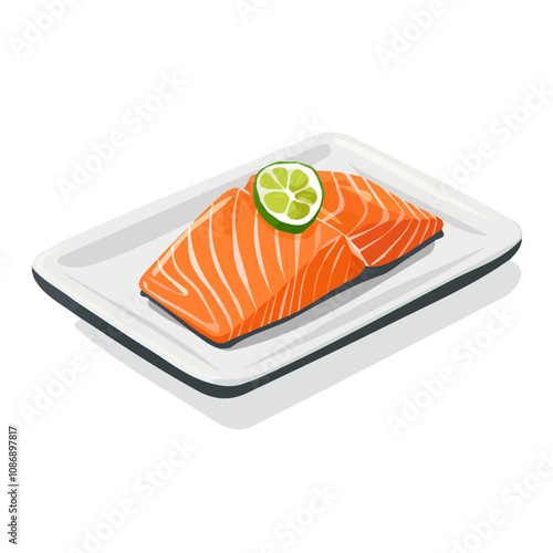 Simple flat 2D icon teriyaki salmon fillet isolated on a transparent background, vector, animation design, vector, flat design, animation design, simple flat 2D icon, minimalist design