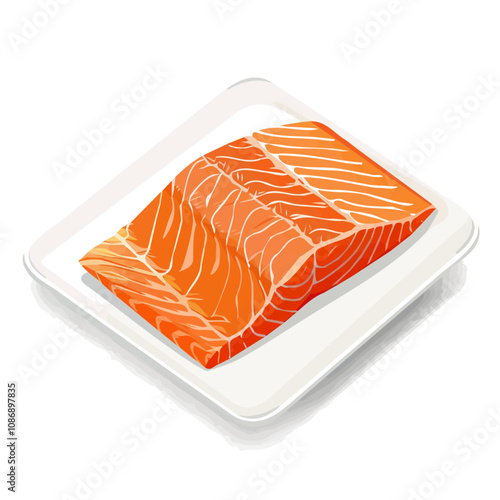 Simple flat 2D icon teriyaki salmon fillet isolated on a transparent background, vector, animation design, vector, flat design, animation design, simple flat 2D icon, minimalist design