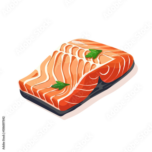 Simple flat 2D icon teriyaki salmon fillet isolated on a transparent background, vector, animation design, vector, flat design, animation design, simple flat 2D icon, minimalist design