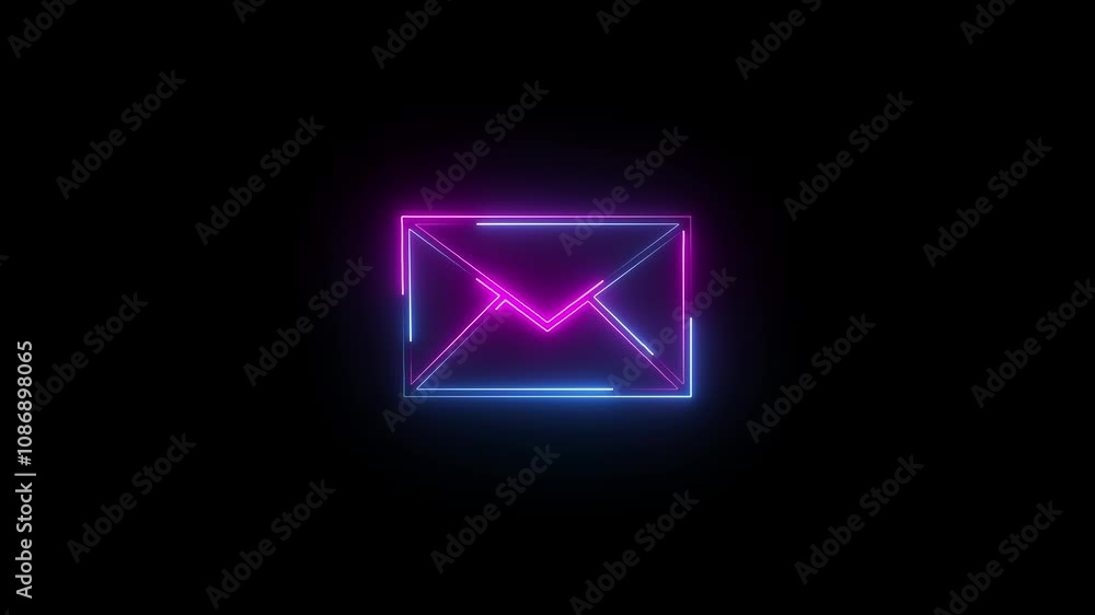 Neon glowing mail envelope icon. neon line massage, e- mail Simple icon animation. Neon glowing mail envelope icon. neon line massage, e- mail Simple icon animation.