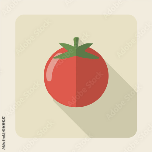 Simple flat 2D icon tomato isolated on a transparent background, vector, flat design, animation design, vector, flat design, animation design, simple flat 2D icon, minimalist logo