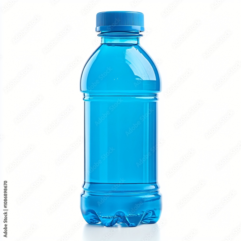 Blue Plastic Bottle with Cap Refreshing Drink Blue Plastic Bottle with Cap Refreshing Drink