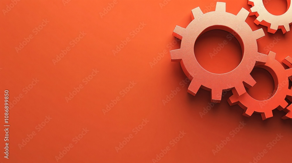 Orange Gears on Background Teamwork Mechanism Industry Orange Gears on Background Teamwork Mechanism Industry