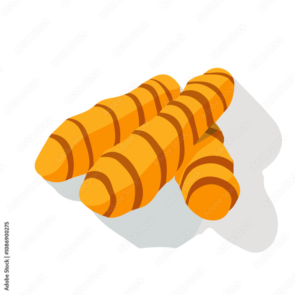 Simple flat 2D illustration of turmeric isolated on a white background, ai turmeric