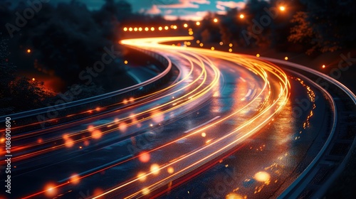 Dynamic light trails creating a futuristic motion effect