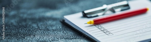 Emergency Preparedness Checklist on a sleek surface, minimalist design, emphasizing clarity and simplicity, ideal for organizing essential safety items and plans