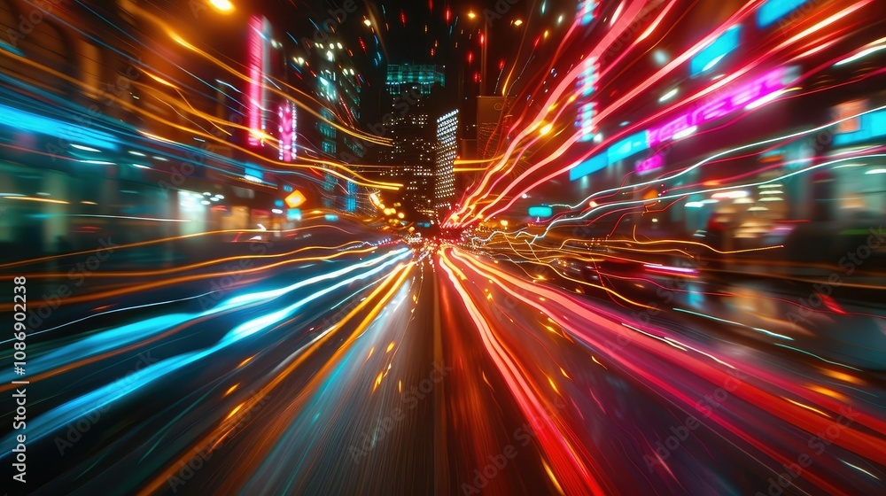 Dynamic light trails creating a futuristic motion effect Dynamic light trails creating a futuristic motion effect