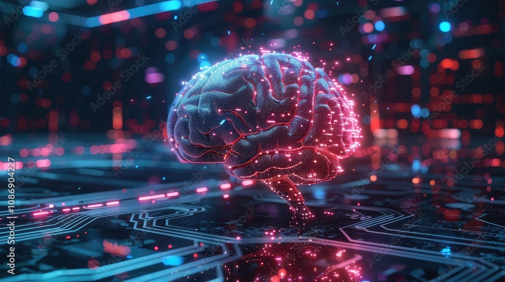 Futuristic AI brain with interconnected digital nodes Futuristic AI brain with interconnected digital nodes