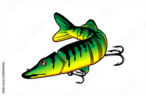 fishing lure logo vector illustration. minnow lures for the fishing equipment business