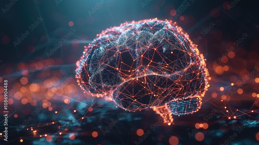 Futuristic AI brain with interconnected digital nodes Futuristic AI brain with interconnected digital nodes