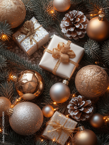 Christmas Baubles and Ornaments in Festive Colors