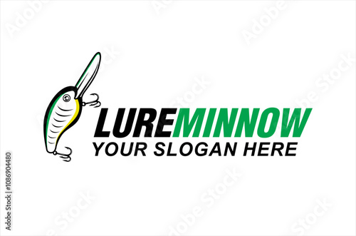fishing lure logo vector illustration. minnow lures for the fishing equipment business