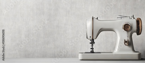 Vintage sewing machine on a textured surface. photo