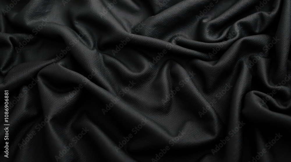 Fototapeta premium Elegant Black Textured Background for Minimalist Design, Velvet and Fabric Pattern with Copy Space