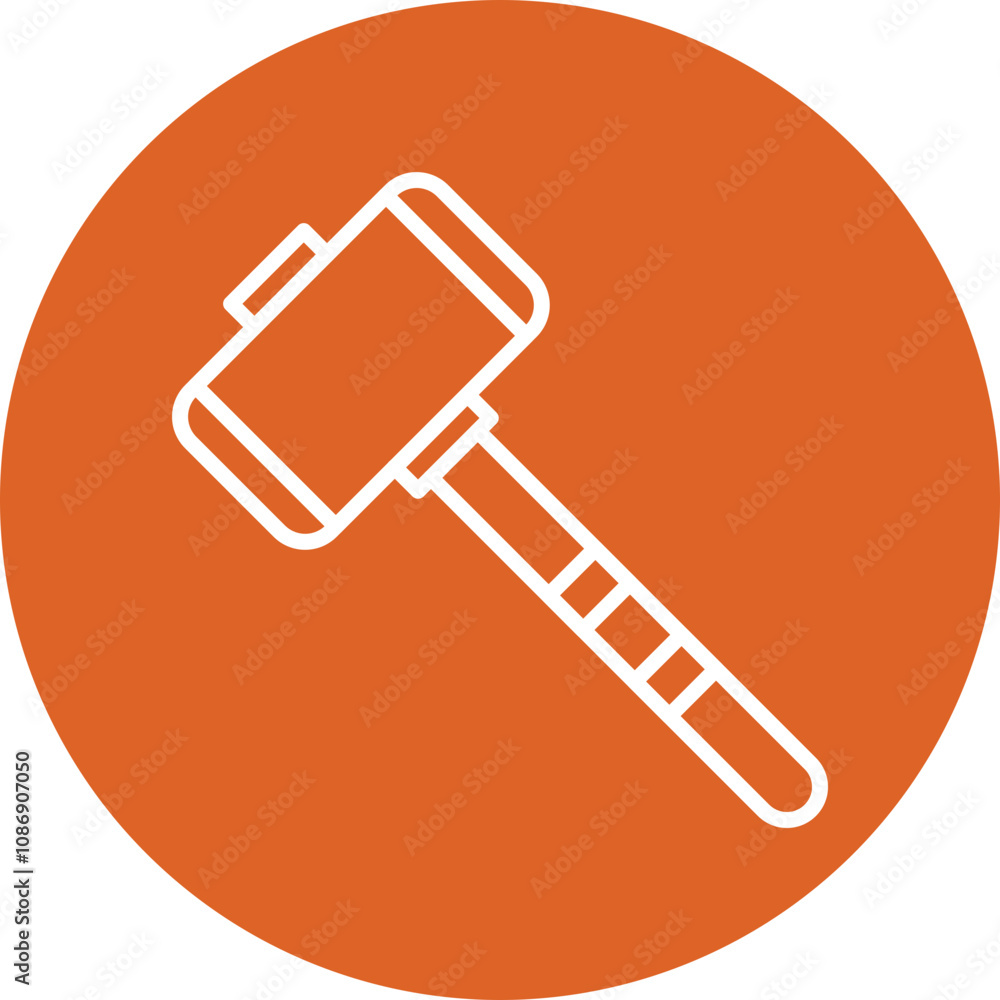 Sledgehammer line circle icon Sledgehammer line circle icon