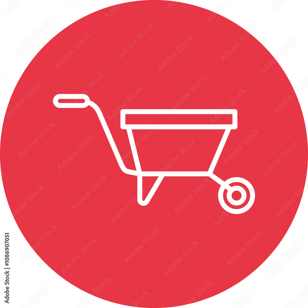 Wheelbarrow line circle icon Wheelbarrow line circle icon