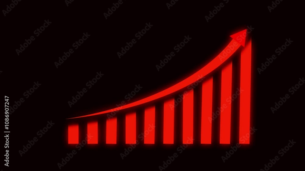 Business graph chart with growing business concept. Arrow rising on graph sale symbols. Abstract business growth and graph chart icon animation background. 
