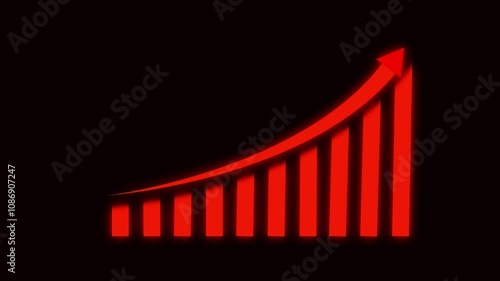 Business graph chart with growing business concept. Arrow rising on graph sale symbols. Abstract business growth and graph chart icon animation background. 
