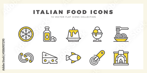 10 Italian Food Two Color icon pack. vector illustration.