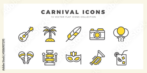 10 Brazilian Carnival Two Color icon pack. vector illustration.
