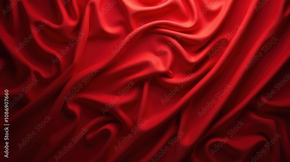Obraz premium Luxurious Red Silk and Satin Fabric Texture - Perfect for Backgrounds, Designs, and Mockups