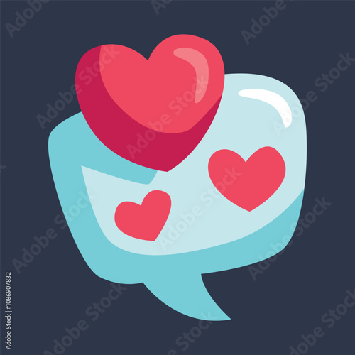 loves chat bubble in flat vector design.