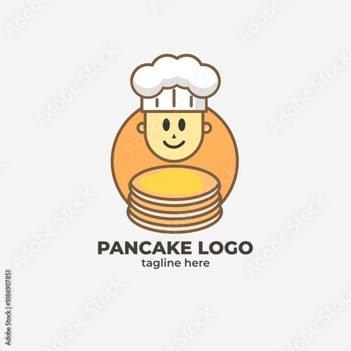 chef pancake logo vector, pancake logo design
