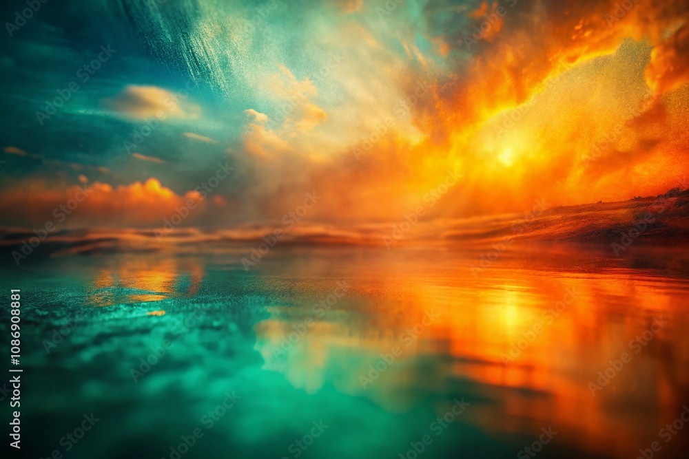 Abstract Double Exposure Photography of Vibrant Orange and Teal Gradient Transition with Surface Imperfections and Smooth Color Blending for Modern Art Backgrounds Abstract Double Exposure Photography of Vibrant Orange and Teal Gradient Transition with Surface Imperfections and Smooth Color Blending for Modern Art Backgrounds