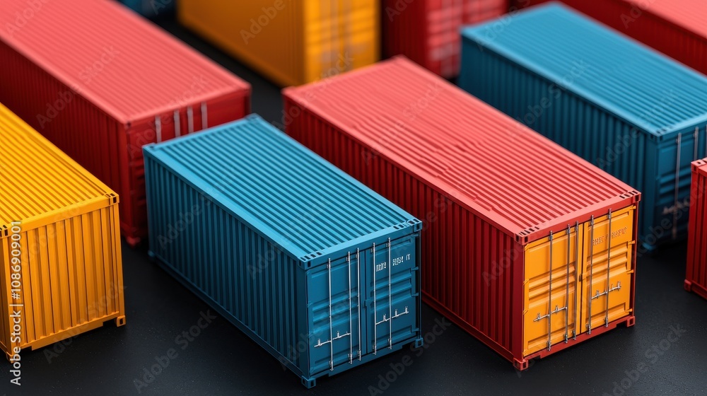 A close-up view of colorful shipping containers arranged in various positions, showcasing vibrant reds, blues, and yellows against a dark background. A close-up view of colorful shipping containers arranged in various positions, showcasing vibrant reds, blues, and yellows against a dark background.