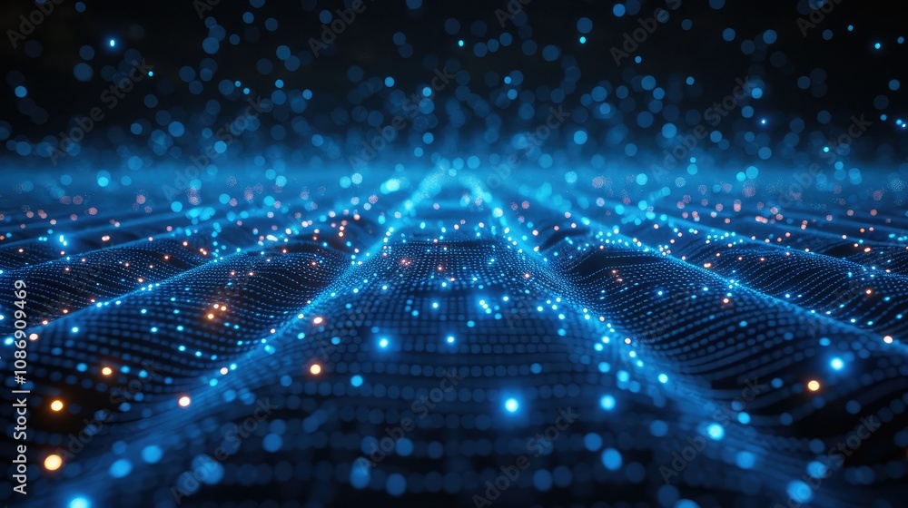 Naklejka premium Futuristic network of glowing blue lines on a dark background