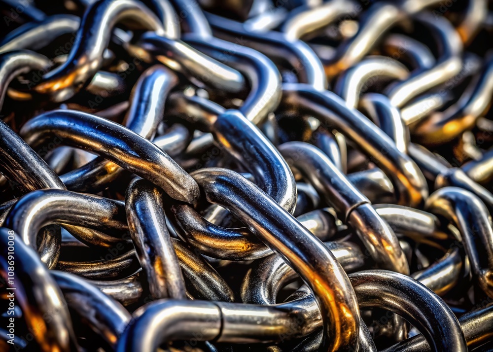 Abstract Macro Photography of Intertwined Chains with Metallic Texture in Black and Grey Shades, Showcasing a Volumetric Surface for Stunning Visual Impact Abstract Macro Photography of Intertwined Chains with Metallic Texture in Black and Grey Shades, Showcasing a Volumetric Surface for Stunning Visual Impact