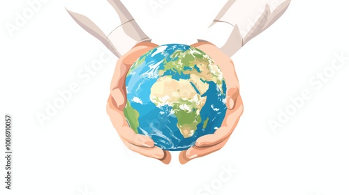 Close-Up Human Hands Holding Earth Planet