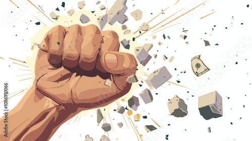 Close Up of Human Hand Breaking Dollar Stone