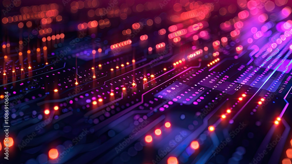 Fototapeta premium Geometric digital patterns in a high-tech setting